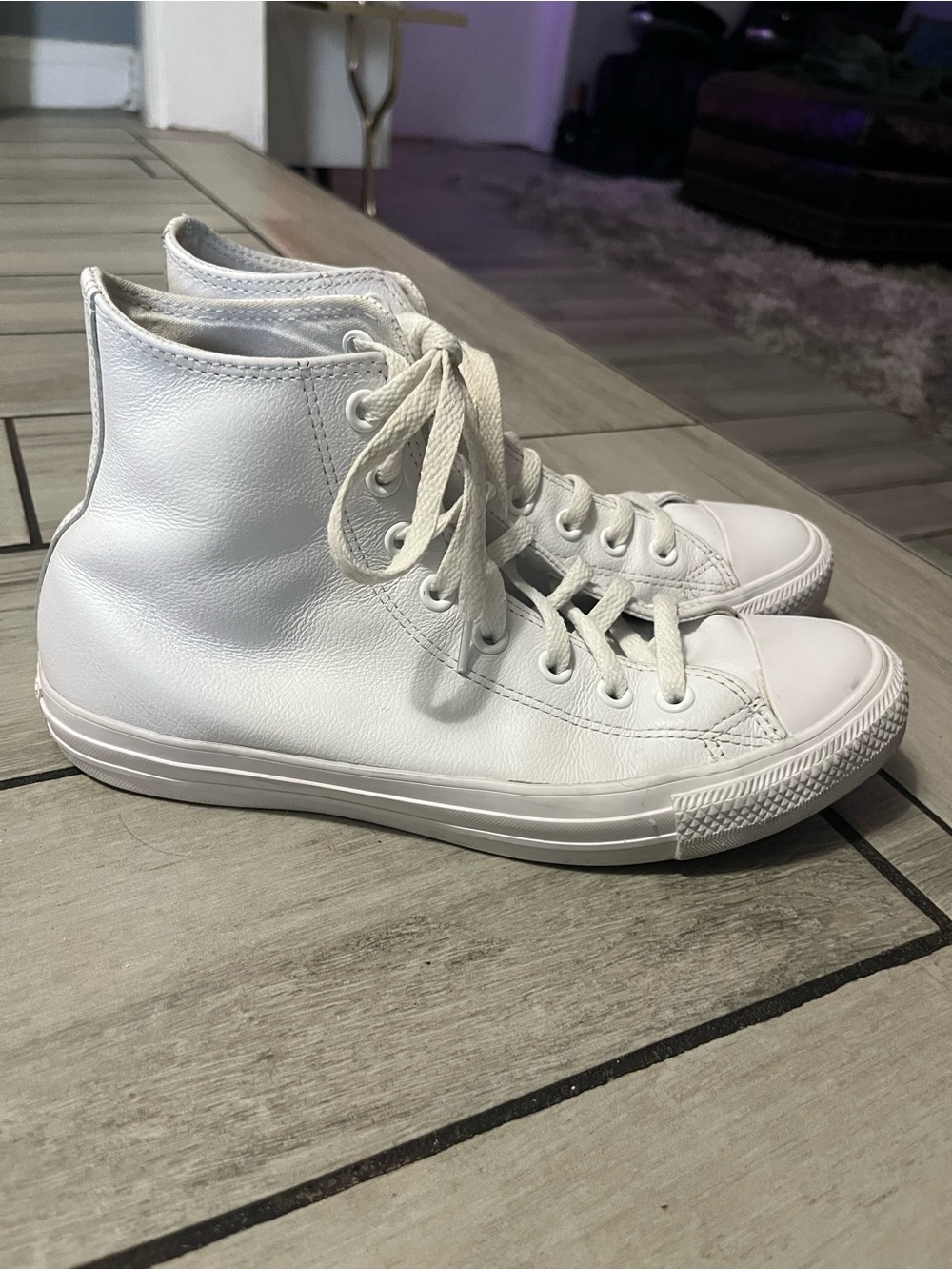 Women's White High-Top Leather Converse